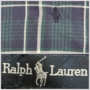 Ralph Lauren  Blaire Blue Green Window Paine Plaid Button Down Long Sleeve Shirt